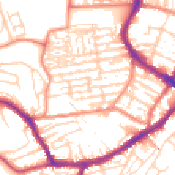 Daytime road noise heatmap for YO12 7DR