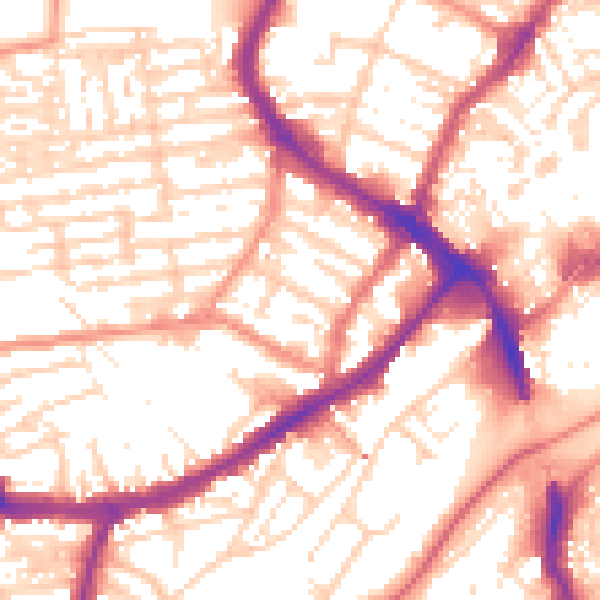 Daytime road noise heatmap for YO12 7EL