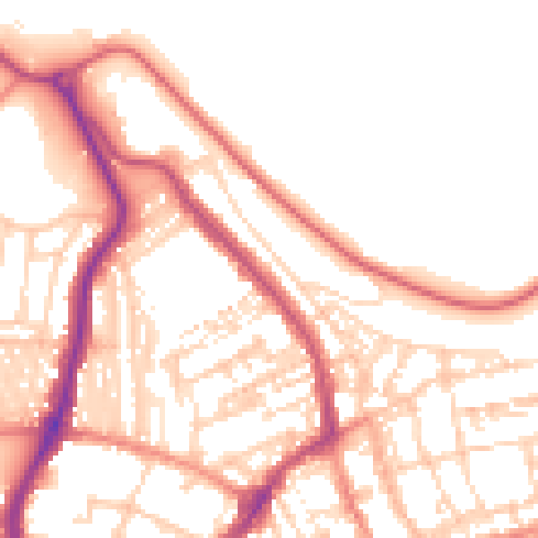 Daytime road noise heatmap for YO12 7HT
