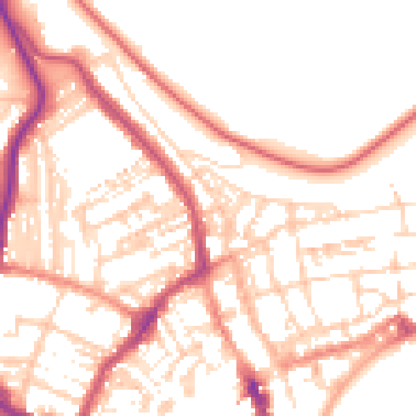 Daytime road noise heatmap for YO12 7HW