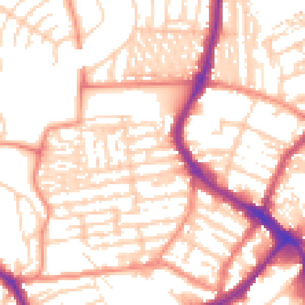 Daytime road noise heatmap for YO12 7JU