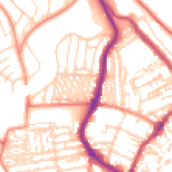 Daytime road noise heatmap for YO12 7NF