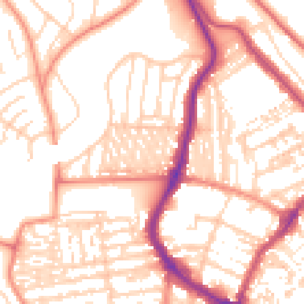 Daytime road noise heatmap for YO12 7NG