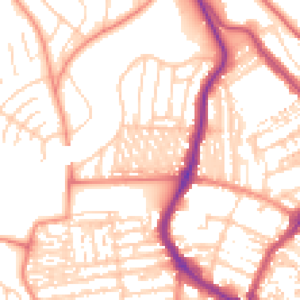 Daytime road noise heatmap for YO12 7NL
