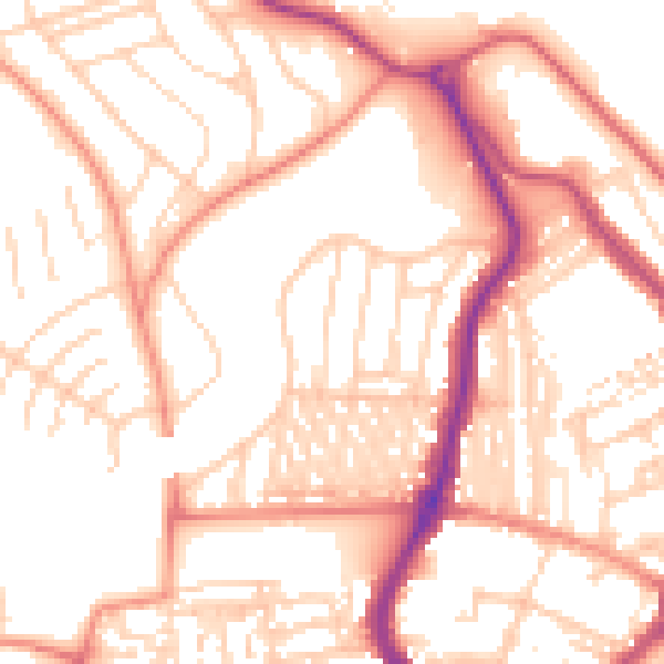 Daytime road noise heatmap for YO12 7NQ