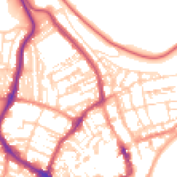 Daytime road noise heatmap for YO12 7PR