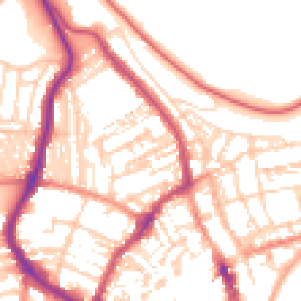 Daytime road noise heatmap for YO12 7PT