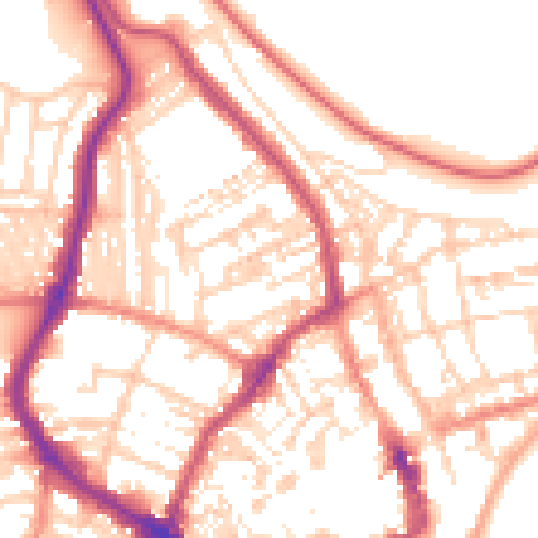 Daytime road noise heatmap for YO12 7PW