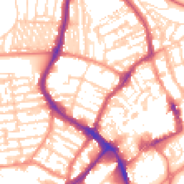 Daytime road noise heatmap for YO12 7SU