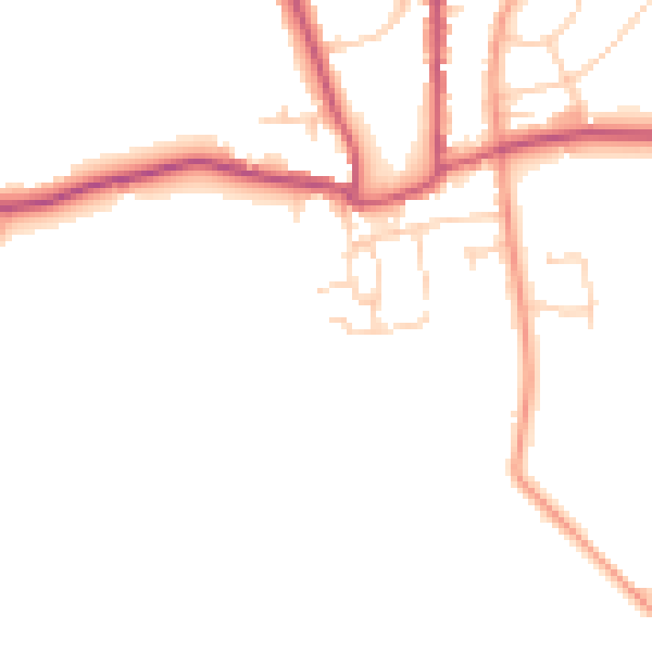 Daytime road noise heatmap for YO15 1BU
