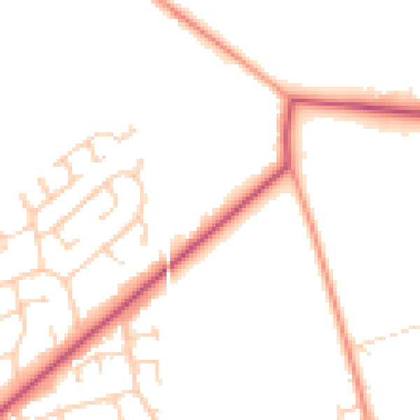 Daytime road noise heatmap for YO15 1DP