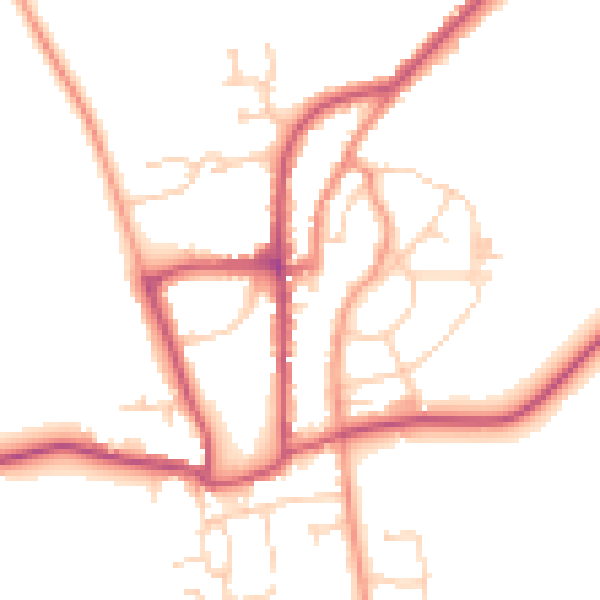 Daytime road noise heatmap for YO15 1NB