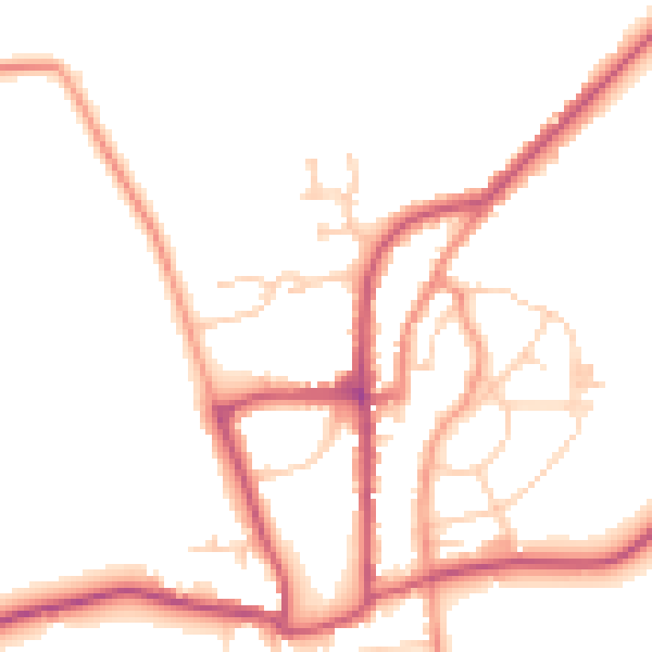 Daytime road noise heatmap for YO15 1NZ