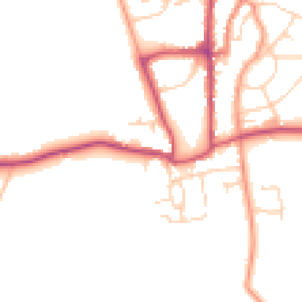Daytime road noise heatmap for YO15 1PW