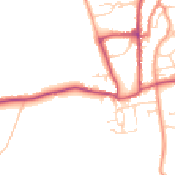 Daytime road noise heatmap for YO15 1PZ
