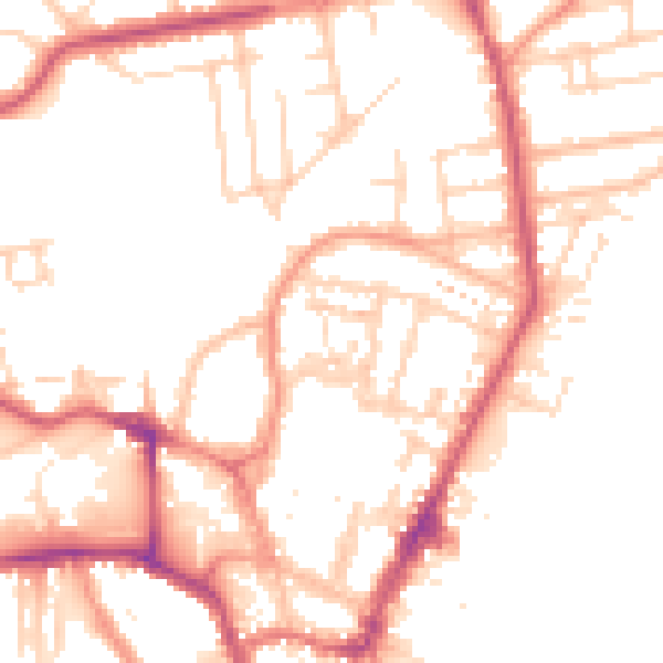 Daytime road noise heatmap for YO15 2EB