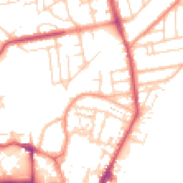 Daytime road noise heatmap for YO15 2EZ