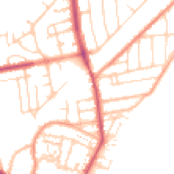 Daytime road noise heatmap for YO15 2JJ