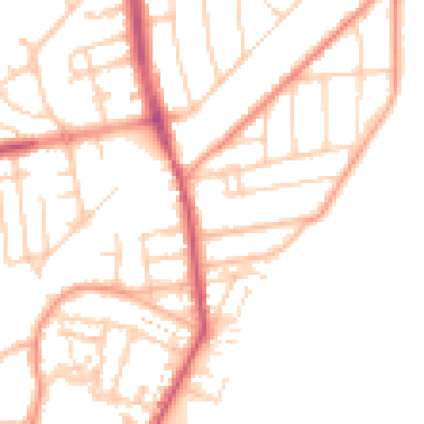 Daytime road noise heatmap for YO15 2JY