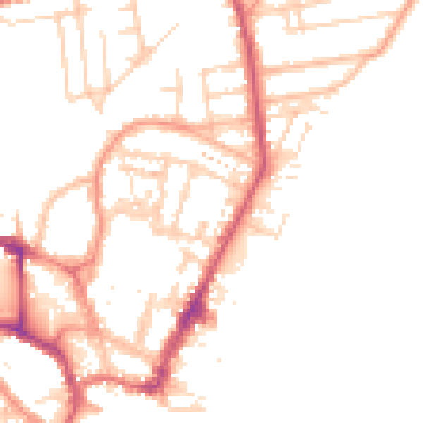 Daytime road noise heatmap for YO15 2QP