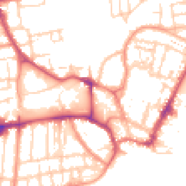Daytime road noise heatmap for YO15 3AA