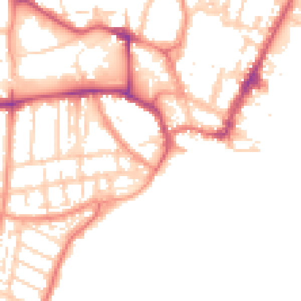 Daytime road noise heatmap for YO15 3AU
