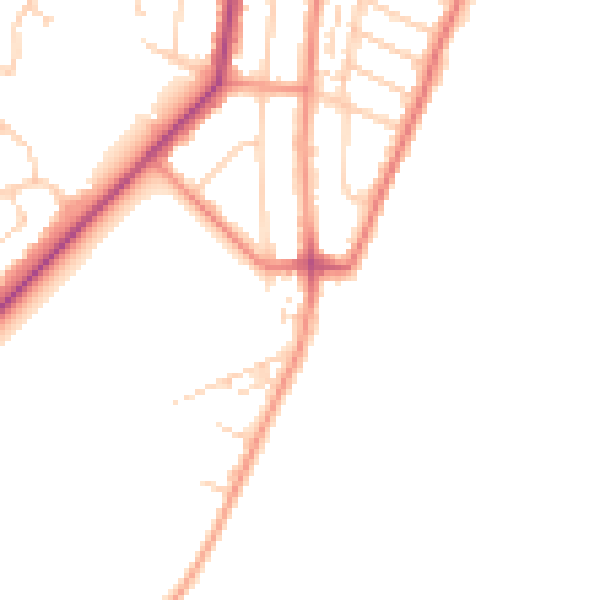 Daytime road noise heatmap for YO15 3NB