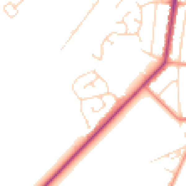 Daytime road noise heatmap for YO15 3NT