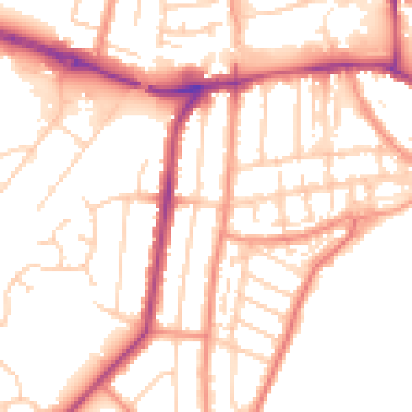 Daytime road noise heatmap for YO15 3PG