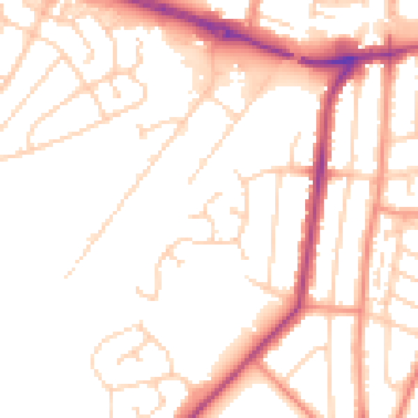 Daytime road noise heatmap for YO15 3TF