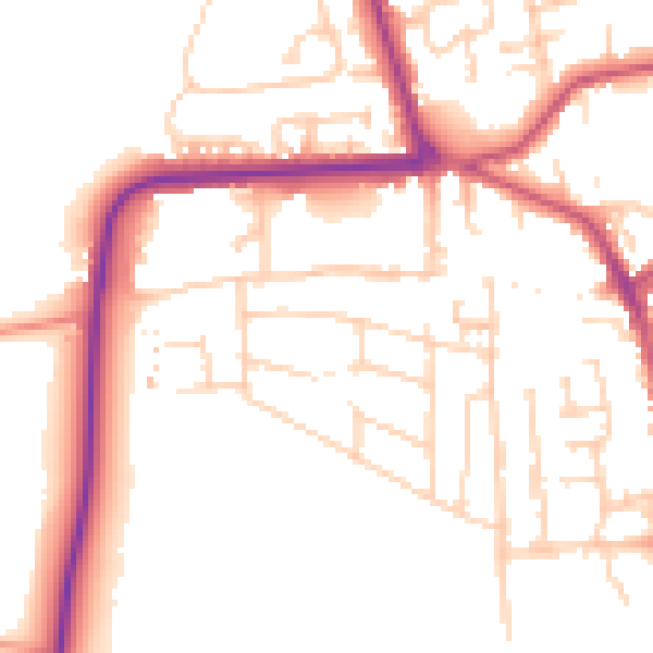 Daytime road noise heatmap for YO16 4AL