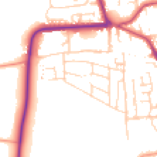 Daytime road noise heatmap for YO16 4AW