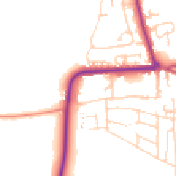 Daytime road noise heatmap for YO16 4BL
