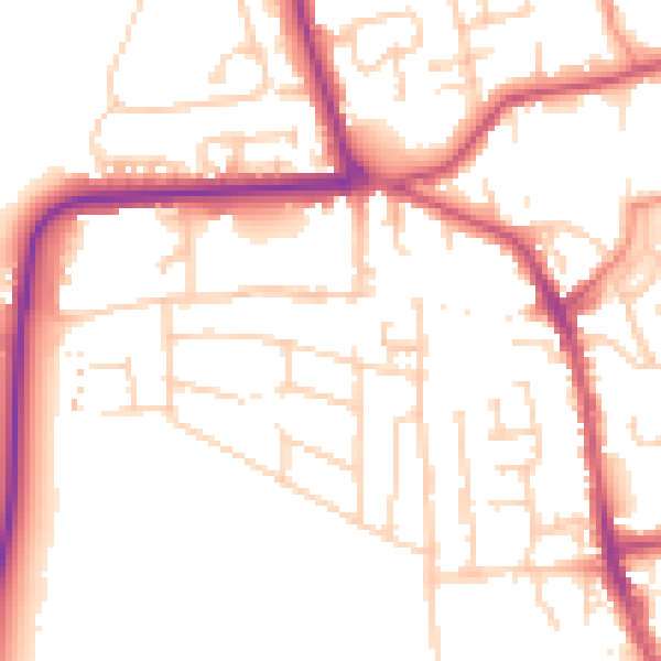 Daytime road noise heatmap for YO16 4BT