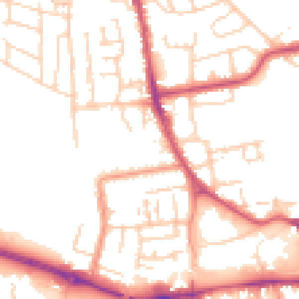 Daytime road noise heatmap for YO16 4EP