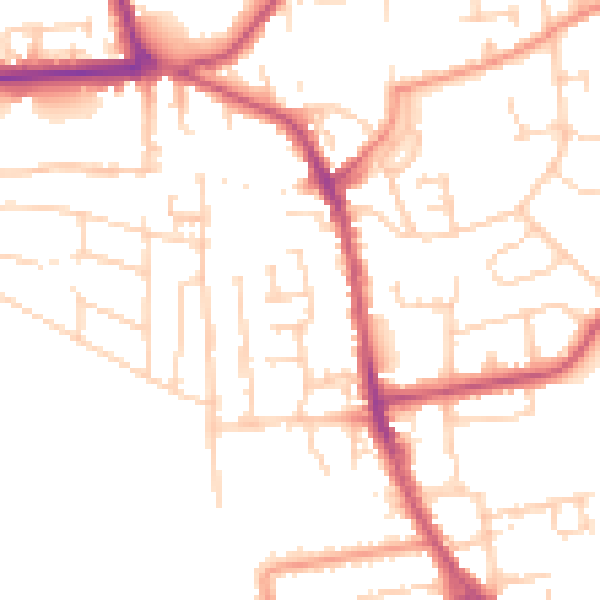 Daytime road noise heatmap for YO16 4ET