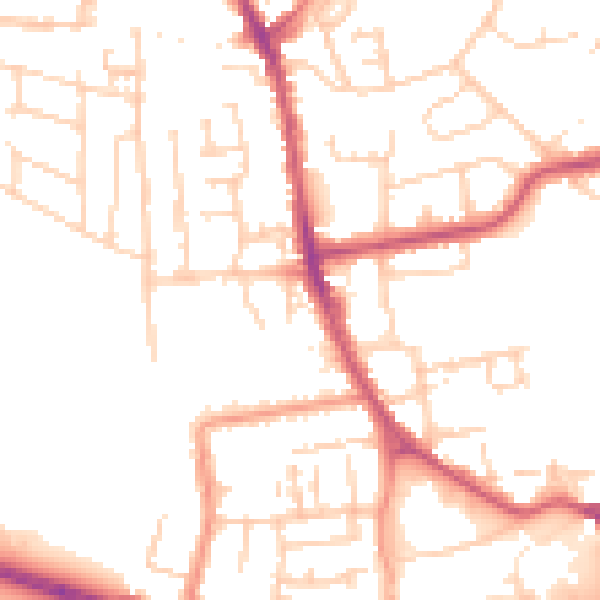 Daytime road noise heatmap for YO16 4HW