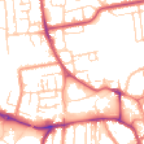 Daytime road noise heatmap for YO16 4JB