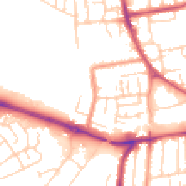 Daytime road noise heatmap for YO16 4NL