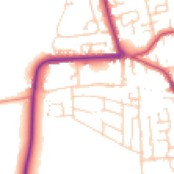 Daytime road noise heatmap for YO16 4QG
