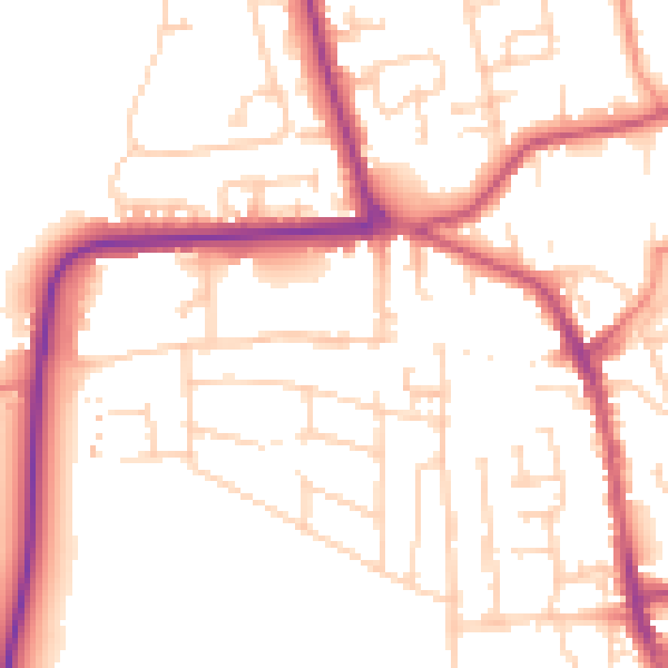 Daytime road noise heatmap for YO16 4QQ