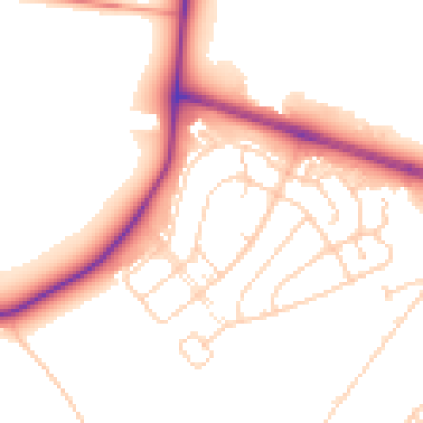 Daytime road noise heatmap for YO16 4RL
