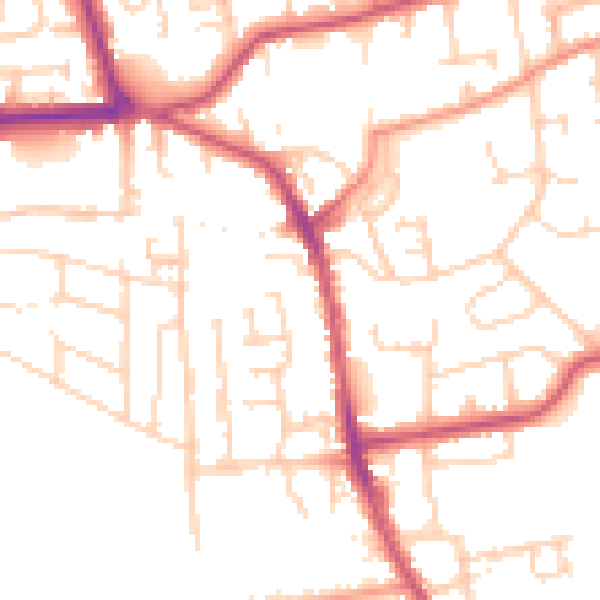 Daytime road noise heatmap for YO16 7ED