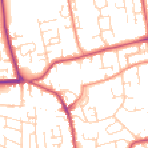 Daytime road noise heatmap for YO16 7ER