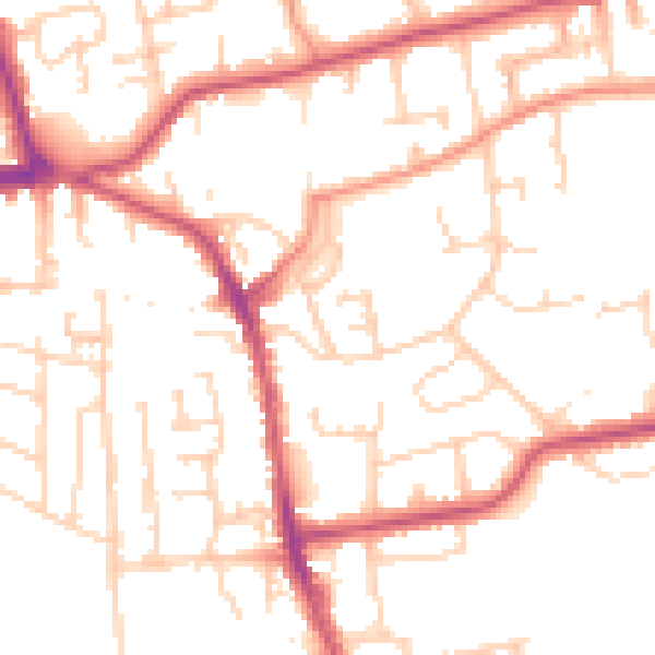 Daytime road noise heatmap for YO16 7JY