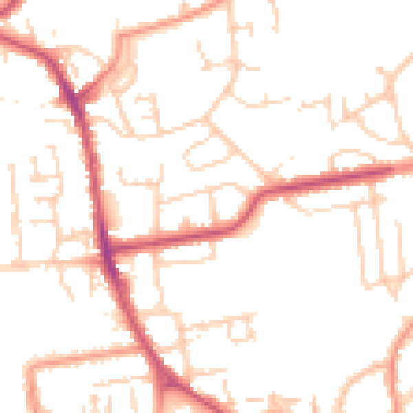 Daytime road noise heatmap for YO16 7LS