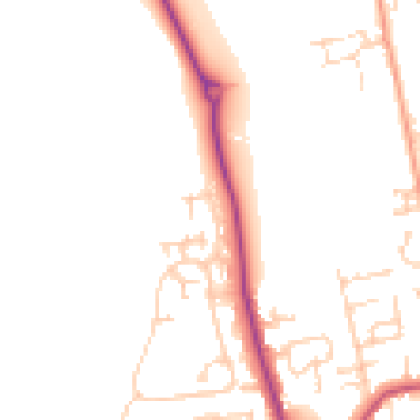 Daytime road noise heatmap for YO16 7NG