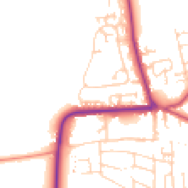 Daytime road noise heatmap for YO16 7PW