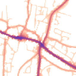 Daytime road noise heatmap for YO18 7AN