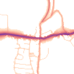 Daytime road noise heatmap for YO18 7LG